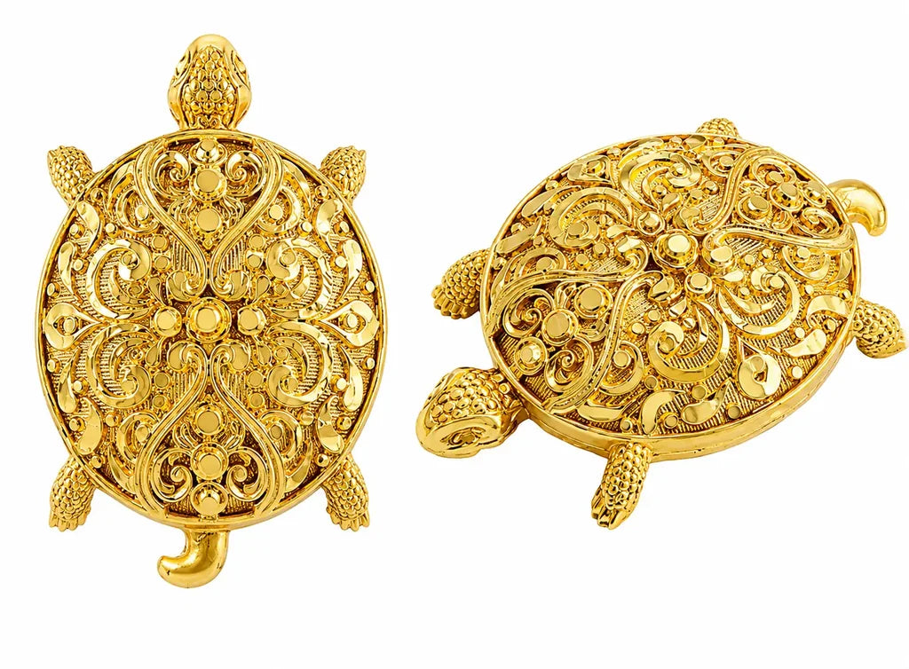 Gold-Plated Filigree Turtle Figurine