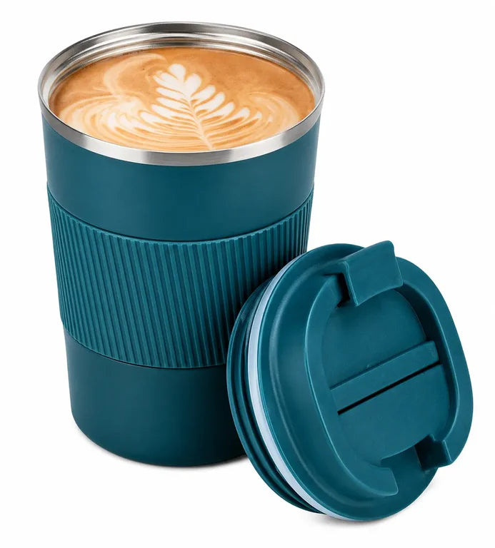Insulated Travel Coffee Tumbler with Silicone Grip